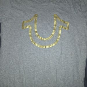 True Religion Gray Tee with Gold Logo